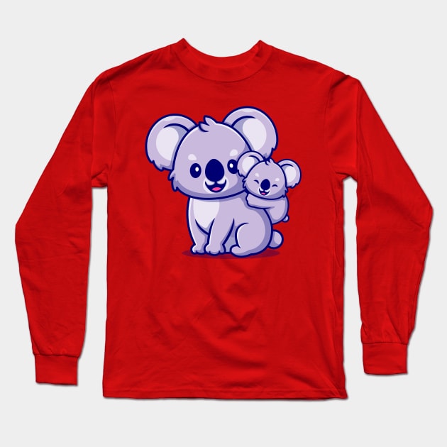 Cute Koala With Cub Cartoon Long Sleeve T-Shirt by Catalyst Labs